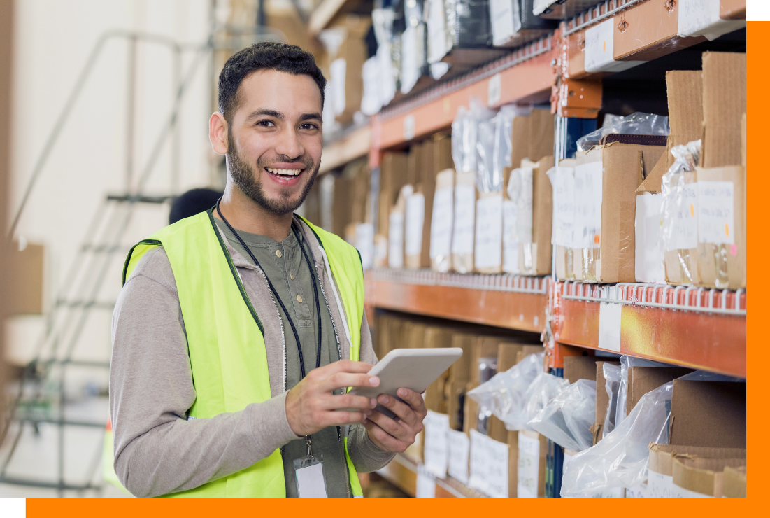 Warehouse worker on tablet Warehouse worker on tablet